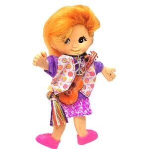 1970s Vintage Restyled & Far Out Flatsy Mod Doll With Guitar